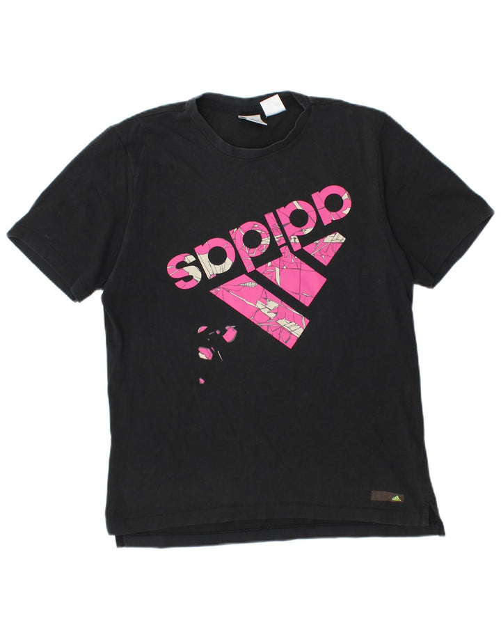 T-shirt grafica da donna ADIDAS Top UK 14 cotone nero medio