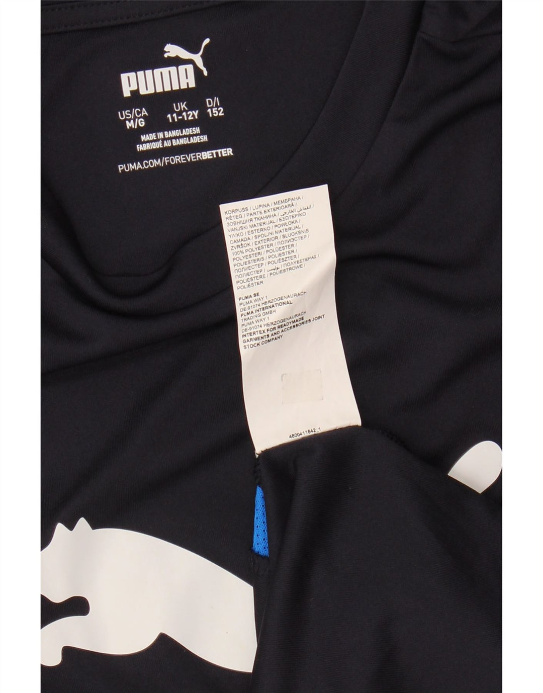 PUMA Boys Graphic T-Shirt Top 11-12 Years  Navy Blue Colourblock Polyester