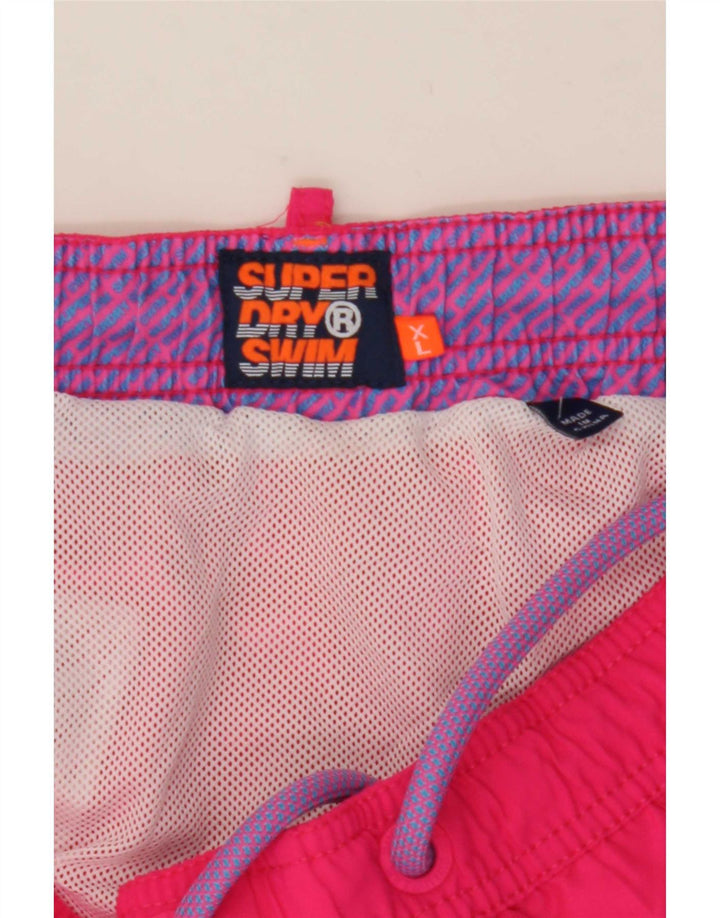 Pantaloncini da bagno da uomo Superdry XL poliestere color block rosa