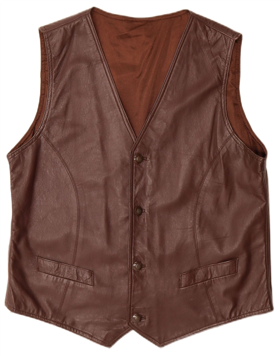 Gilet in pelle da uomo vintage grande in pelle marrone