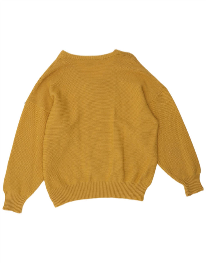 Maglione vintage da uomo con scollo a V IT 52 grande poliestere giallo