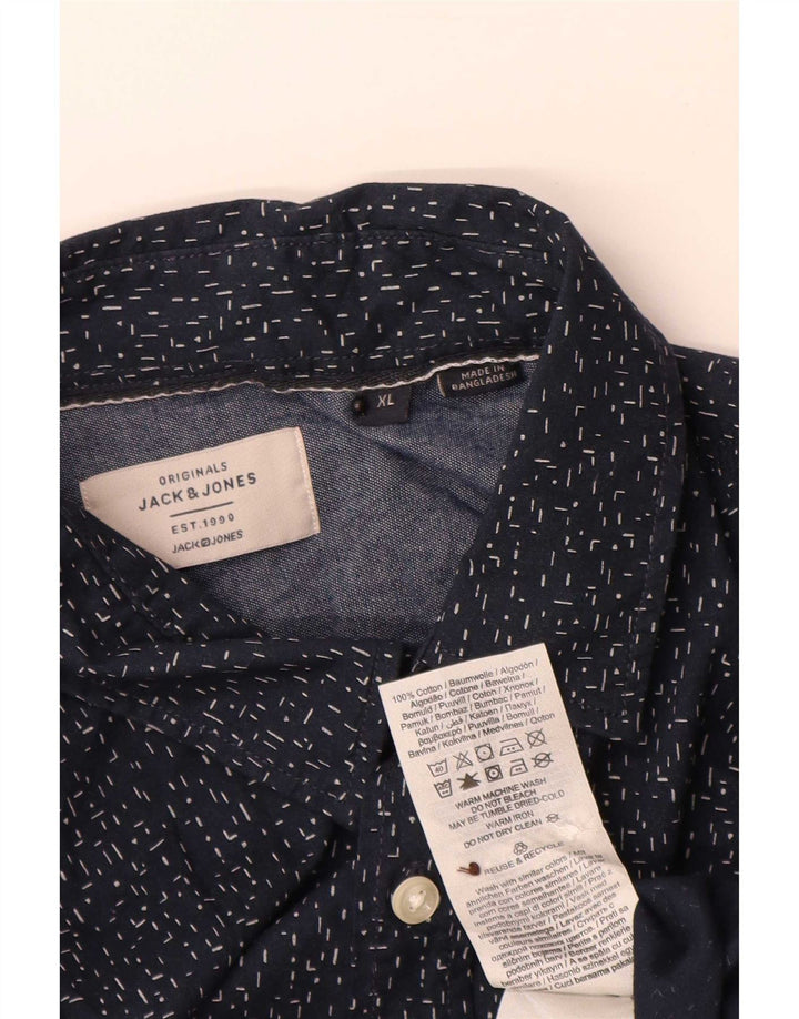 Camicia da uomo Jack & Jones XL in cotone maculato blu navy