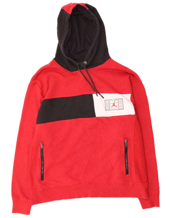 Felpa con cappuccio da uomo Jordan XL in cotone color block rosso