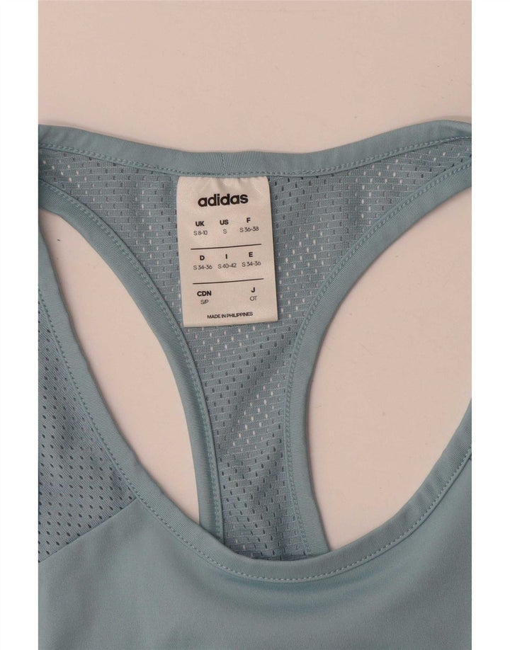 Canottiera grafica Adidas Climalite da donna UK 8/10 piccola poliestere blu
