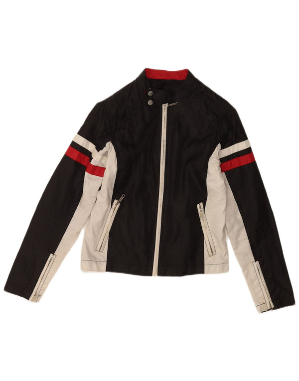 Giacca da motociclista vintage da uomo UK 36 Small Black Colourblock