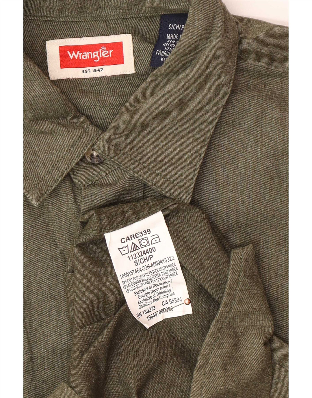 Camicia da uomo Wrangler piccola in cotone kaki