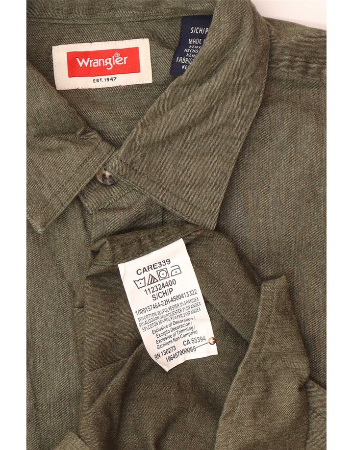Camicia da uomo Wrangler piccola in cotone kaki