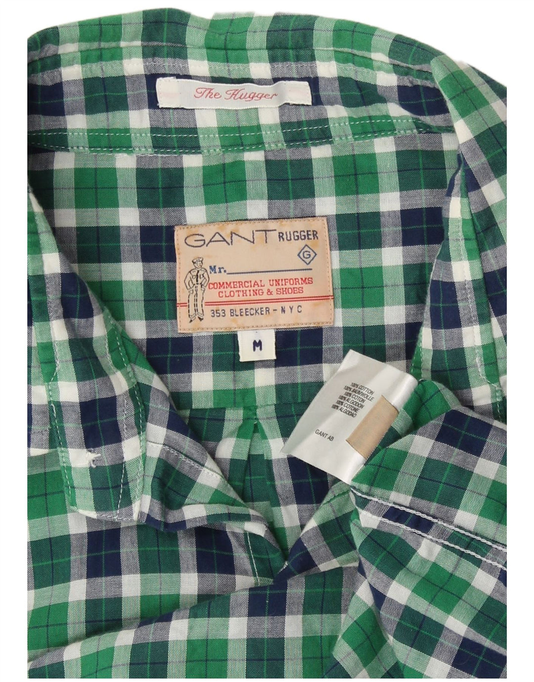 Gant Camicia Rugger da uomo a maniche corte in cotone a quadri verde medio