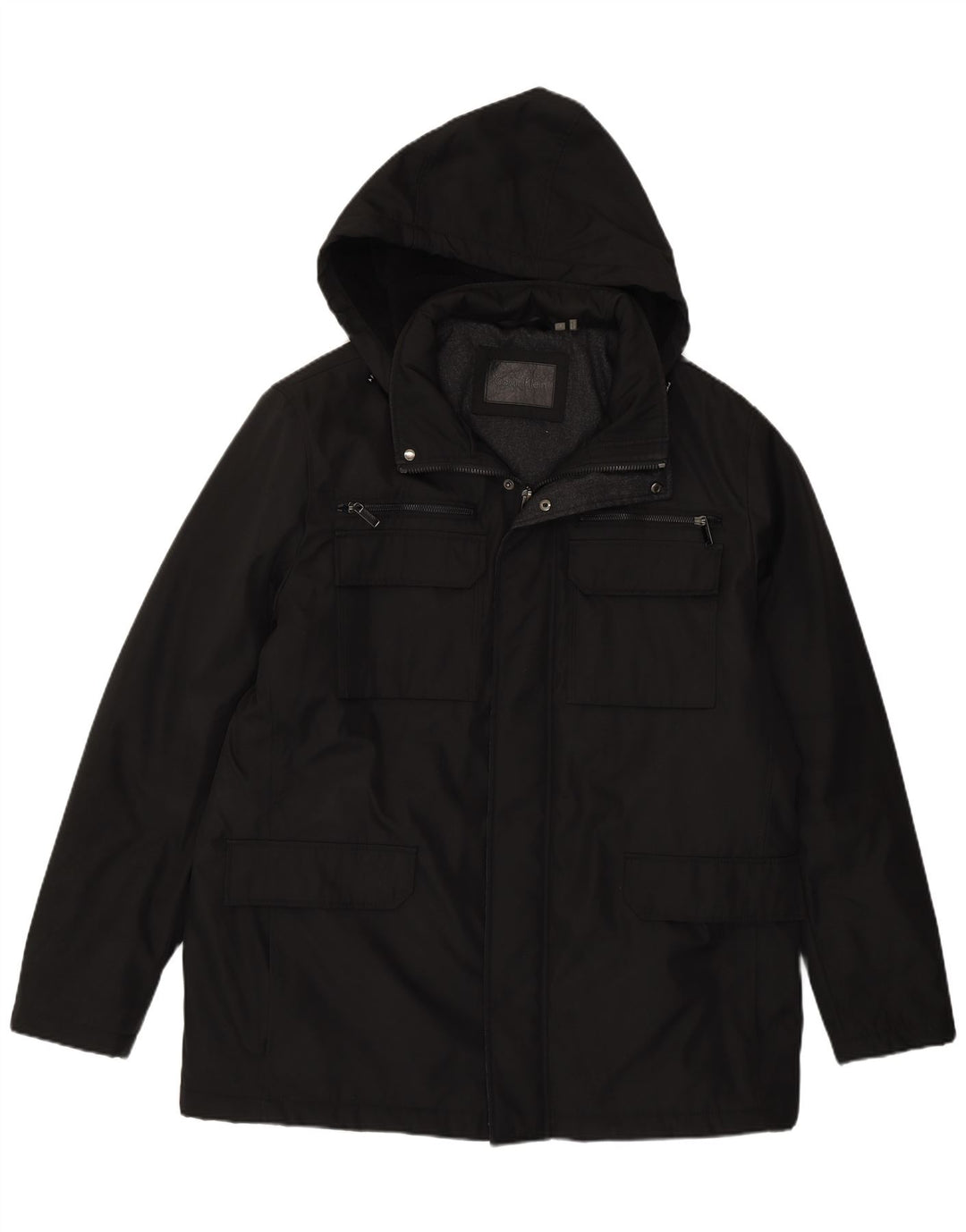 Giacca utility con cappuccio da uomo Calvin Klein UK 40 Large Nero Poliestere