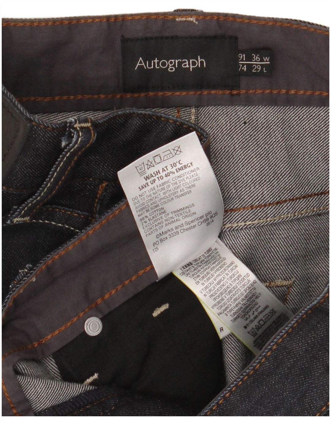 Jeans dritti autografi da uomo Marks & Spencer W36 L29 cotone blu navy