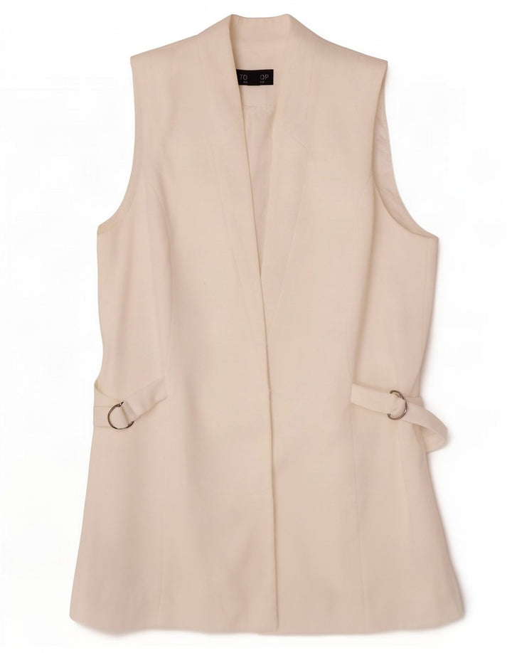Gilet lungo da donna Topshop UK 10 piccolo poliestere bianco
