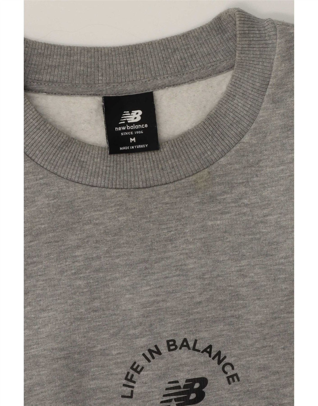 Felpa da uomo New Balance in cotone grigio medio