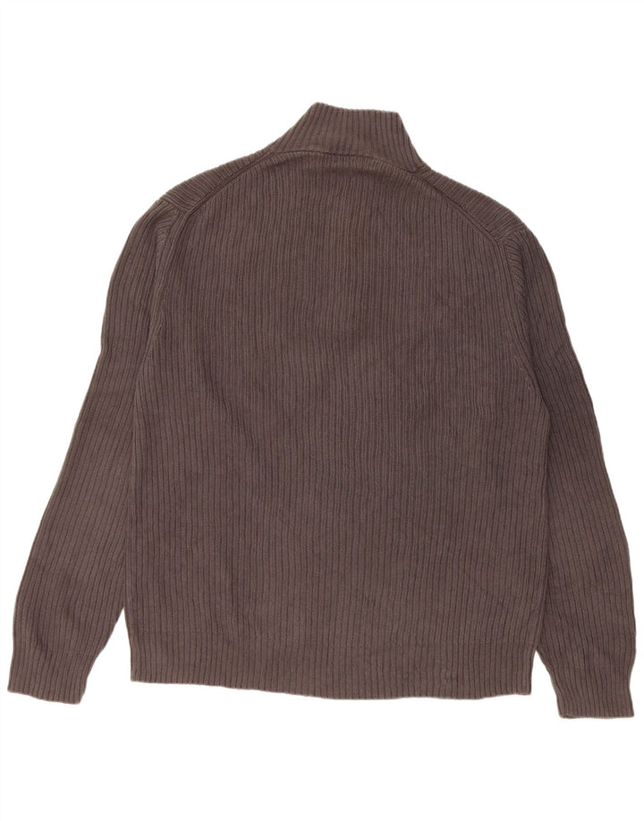 CALVIN KLEIN Maglione da uomo con zip e collo grande in cotone grigio