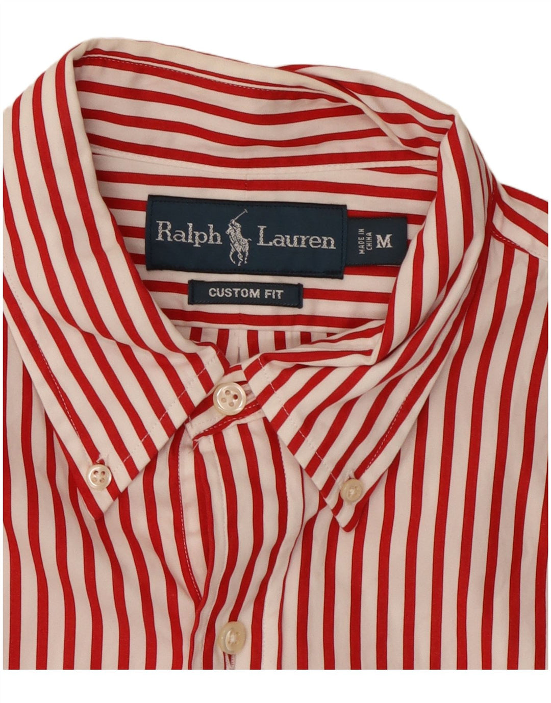 Camicia Ralph Lauren da uomo su misura in cotone gessato rosso medio