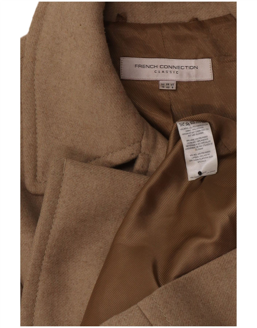 Cappotto doppiopetto da donna French Connection UK 12 Lana beige medio