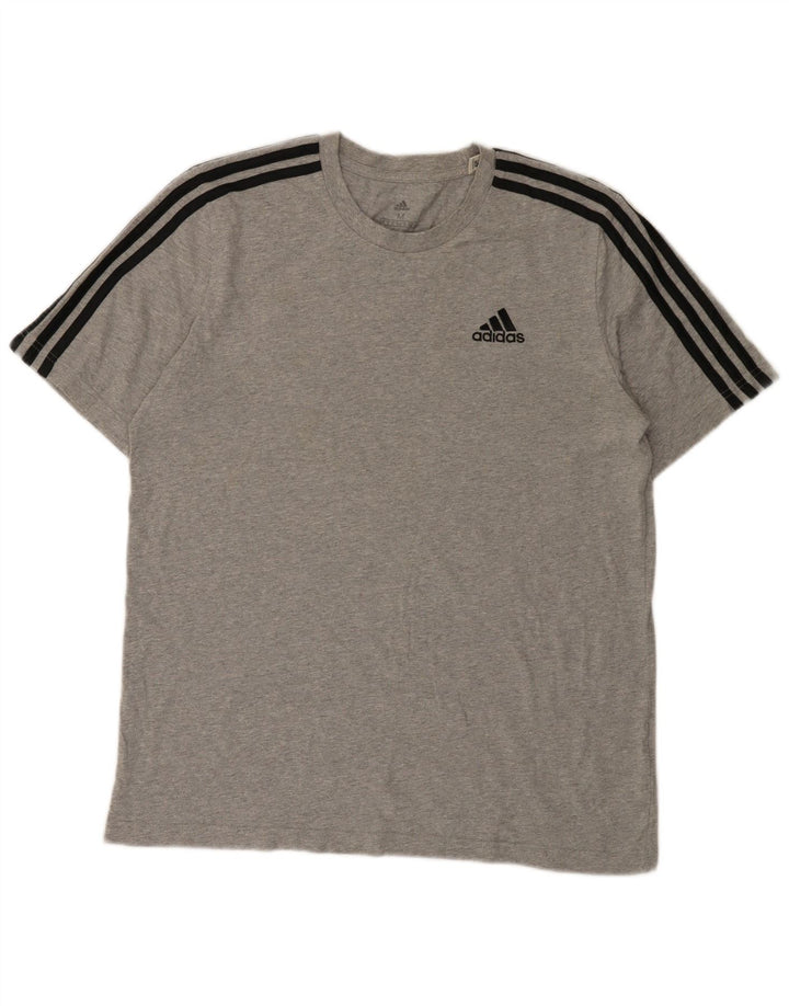 T-shirt da uomo Adidas Top in cotone chiazzato grigio medio
