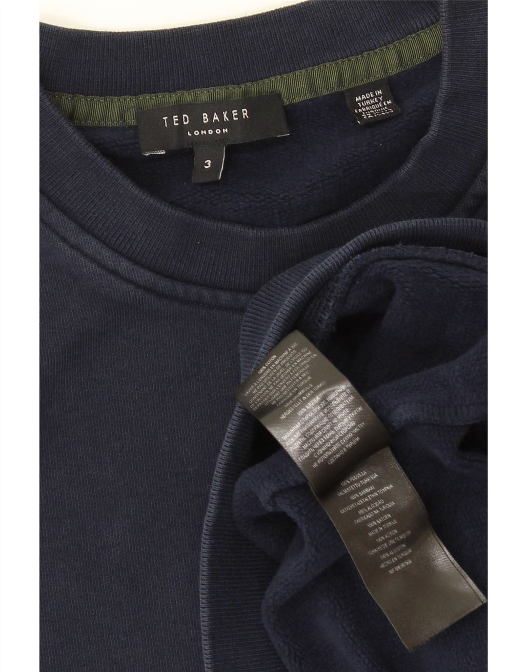Ted Baker Felpa da uomo Maglione taglia 3 medio cotone blu navy