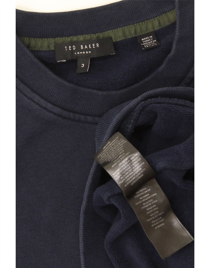 Ted Baker Felpa da uomo Maglione taglia 3 medio cotone blu navy