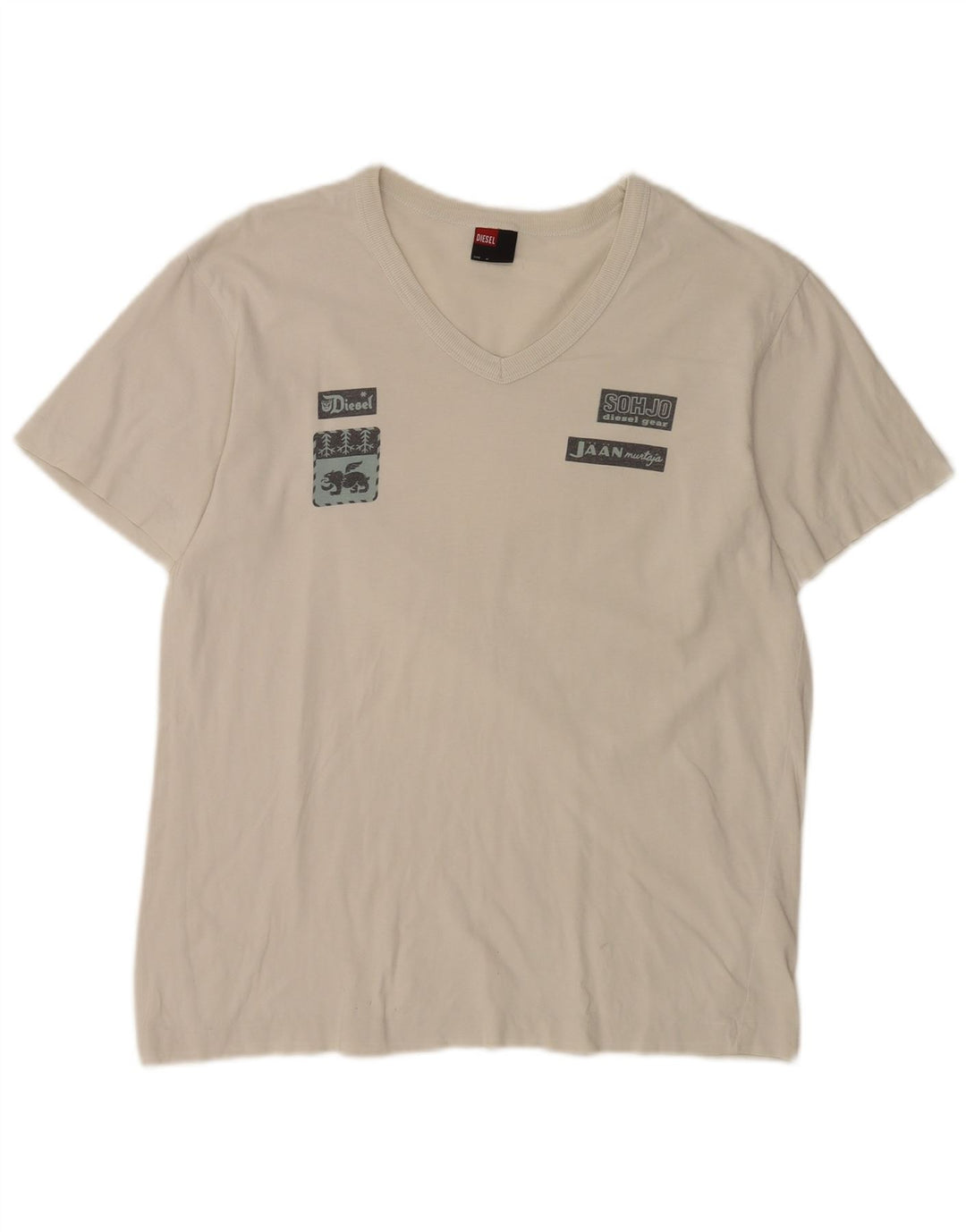T-shirt grafica da uomo Diesel Top in cotone bianco medio