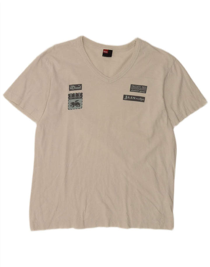 T-shirt grafica da uomo Diesel Top in cotone bianco medio