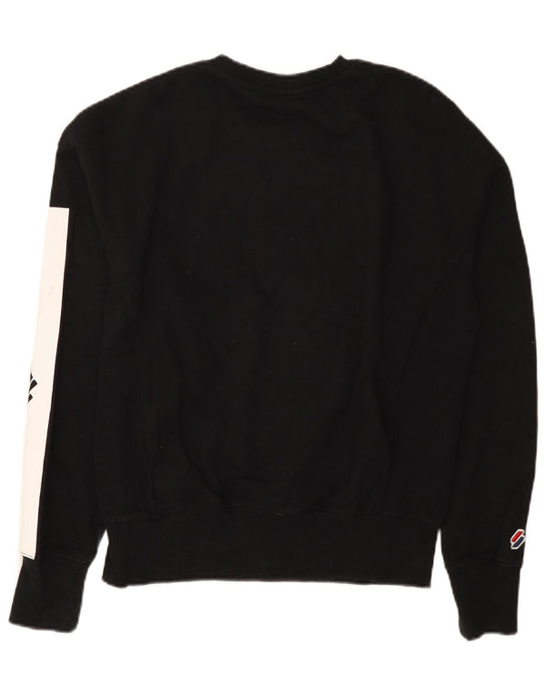 Superdry Womens Graphic Sweatshirt Jumper UK 12 Medium Black Colourblock