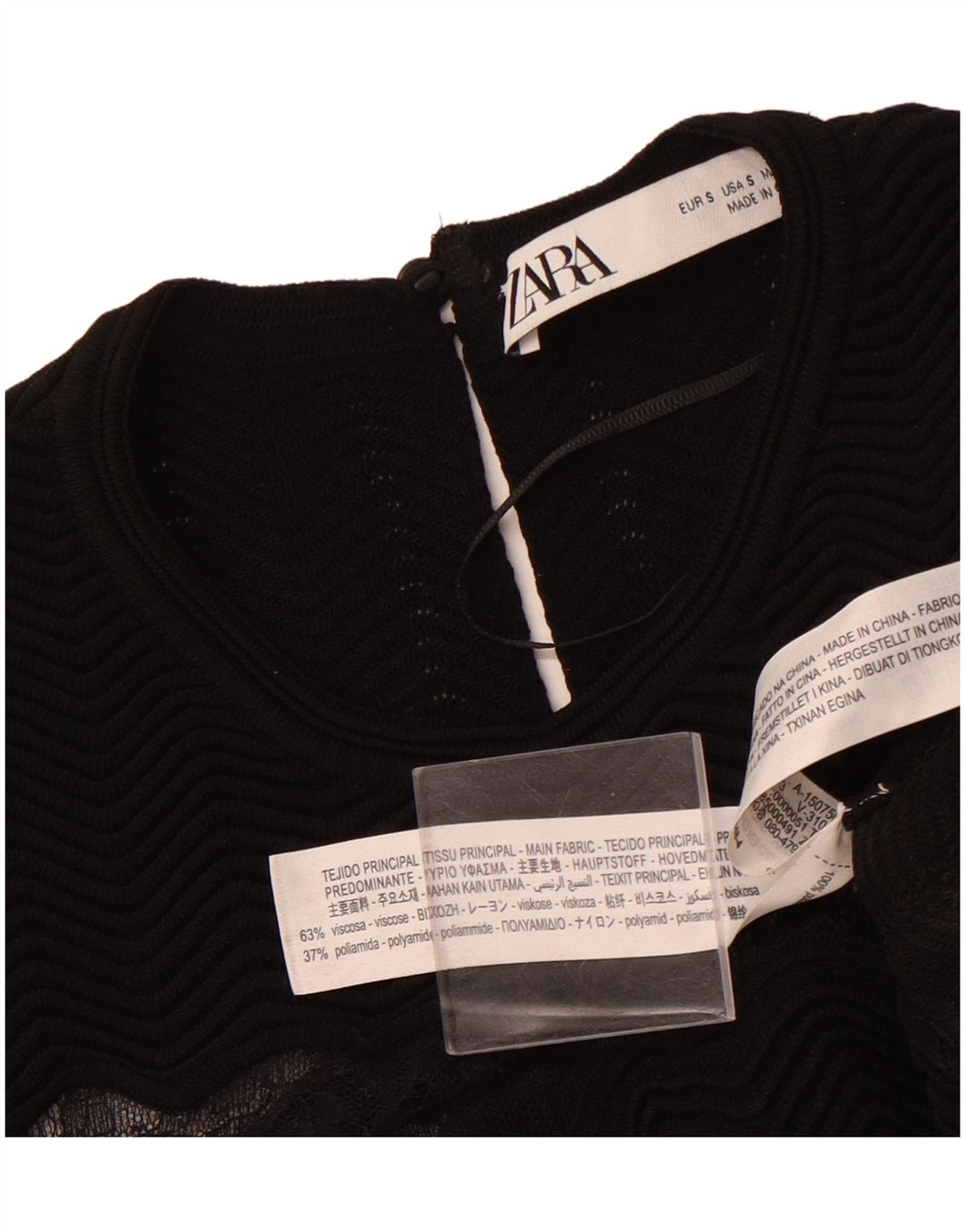 Abito lungo da donna in pizzo senza maniche ZARA UK 8 piccolo in viscosa nera