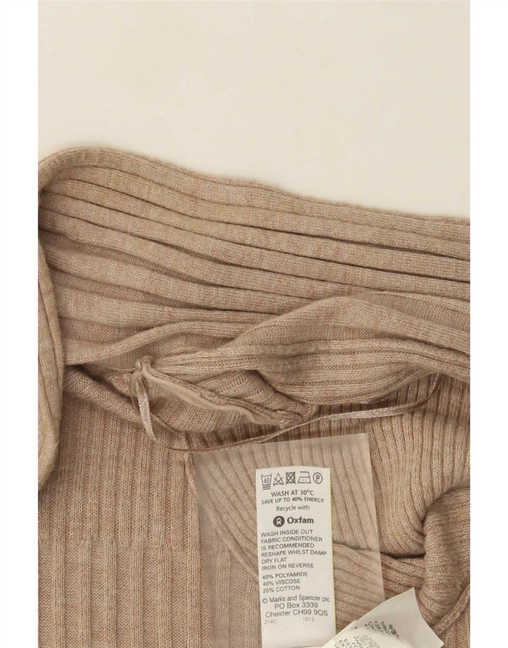 Maglione cardigan aperto lungo da donna Marks & Spencer UK 14 Beige medio