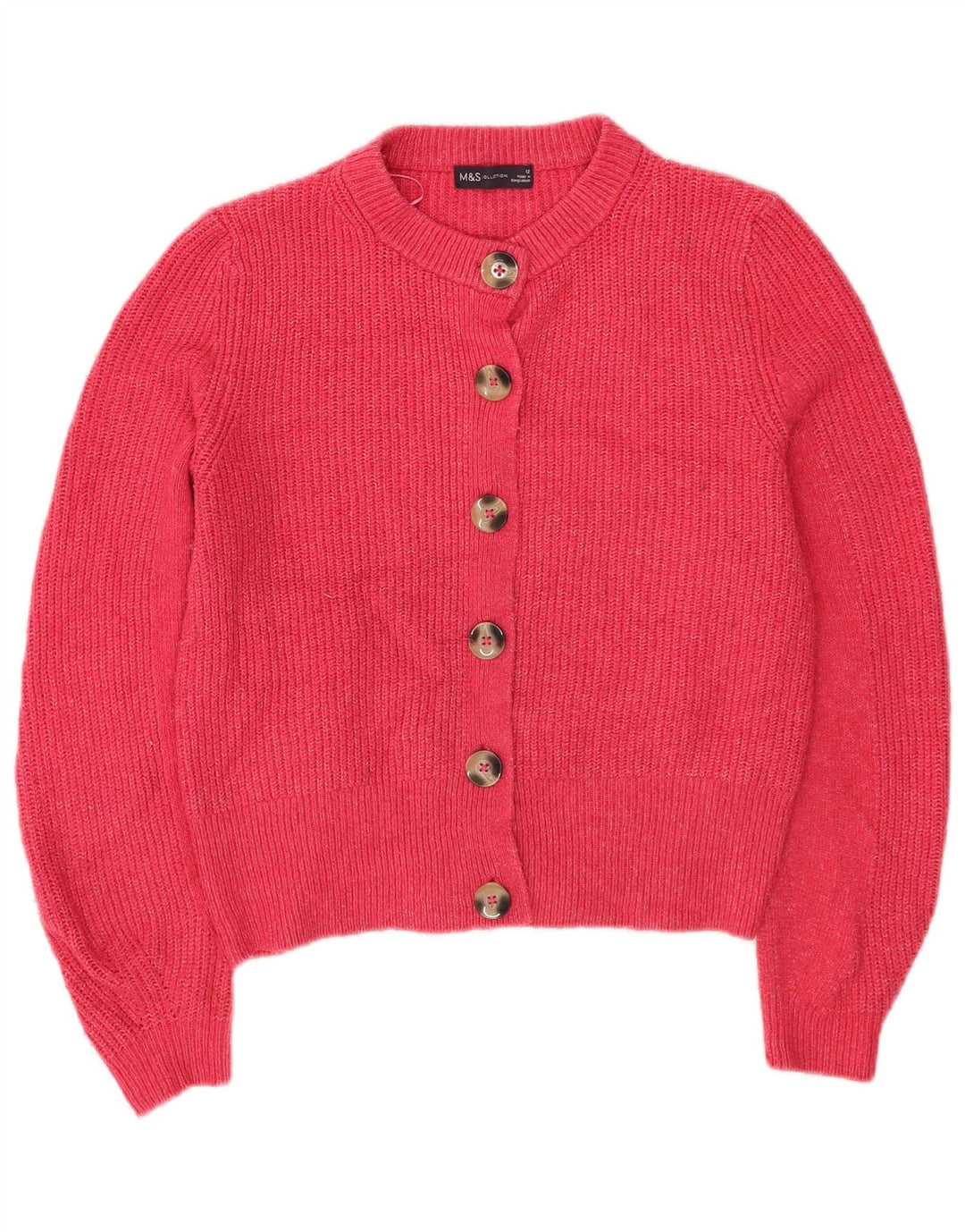 Maglione cardigan corto da donna Marks & Spencer UK 12 Acrilico rosa medio