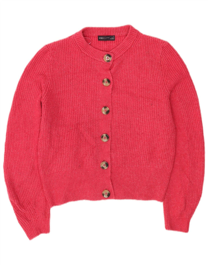 Maglione cardigan corto da donna Marks & Spencer UK 12 Acrilico rosa medio