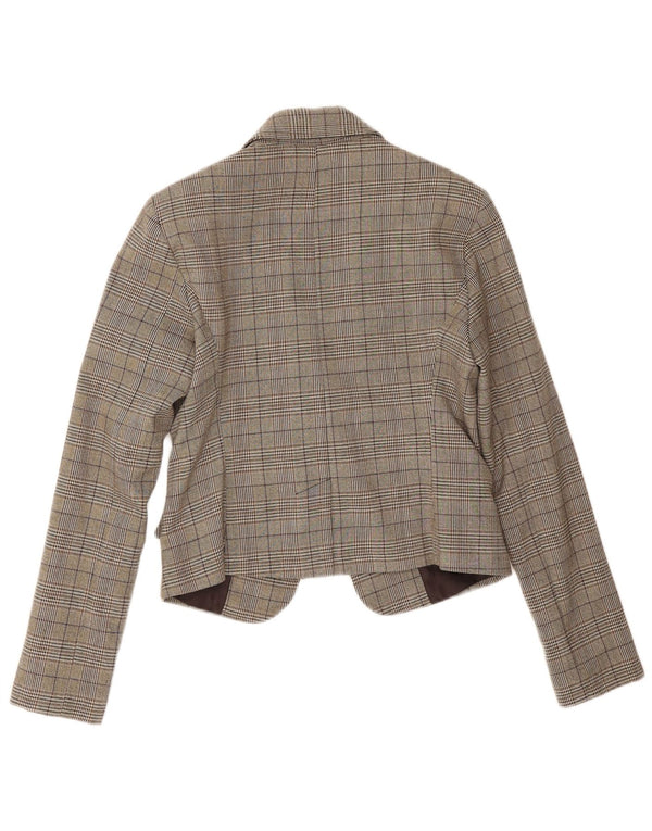 Rinascimento Giacca Blazer da Donna a 1 Bottone UK 10 Piccolo Pied De Poule Marrone