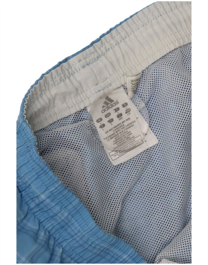 Pantaloncini da bagno Adidas da uomo grandi in poliestere a quadri blu