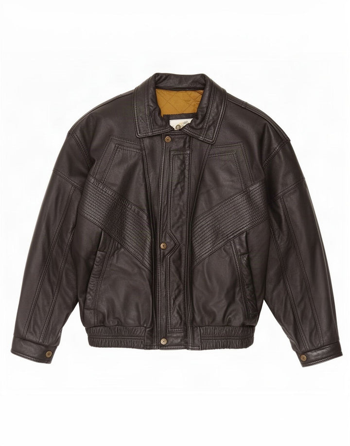 Giacca in pelle vintage da uomo UK 44 2XL Nera