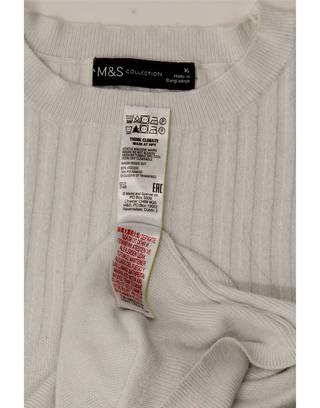 Top camicetta da donna Marks & Spencer UK 16 grande viscosa bianca