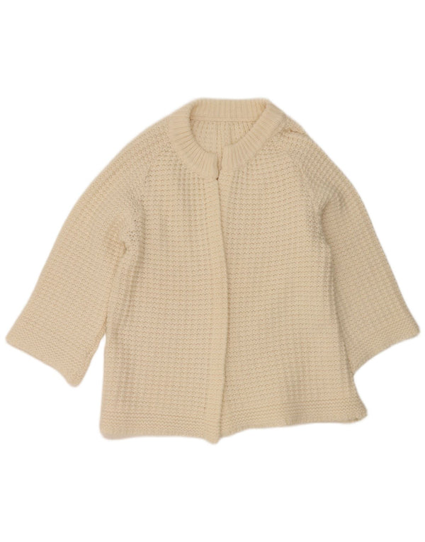 Maglione cardigan da donna vintage UK 14 grande bianco sporco