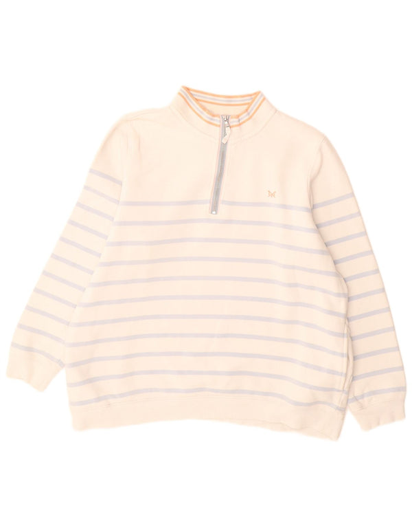 Crew Clothing Felpa da donna con collo con zip, maglione UK 16, grandi strisce bianche