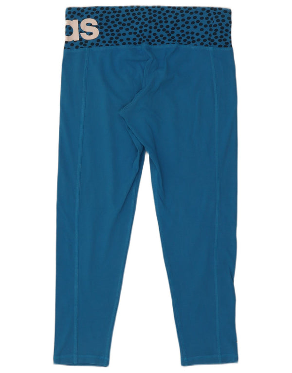 Leggings Adidas Climalite Graphic Crop da donna UK 12/14 Blu medio maculato