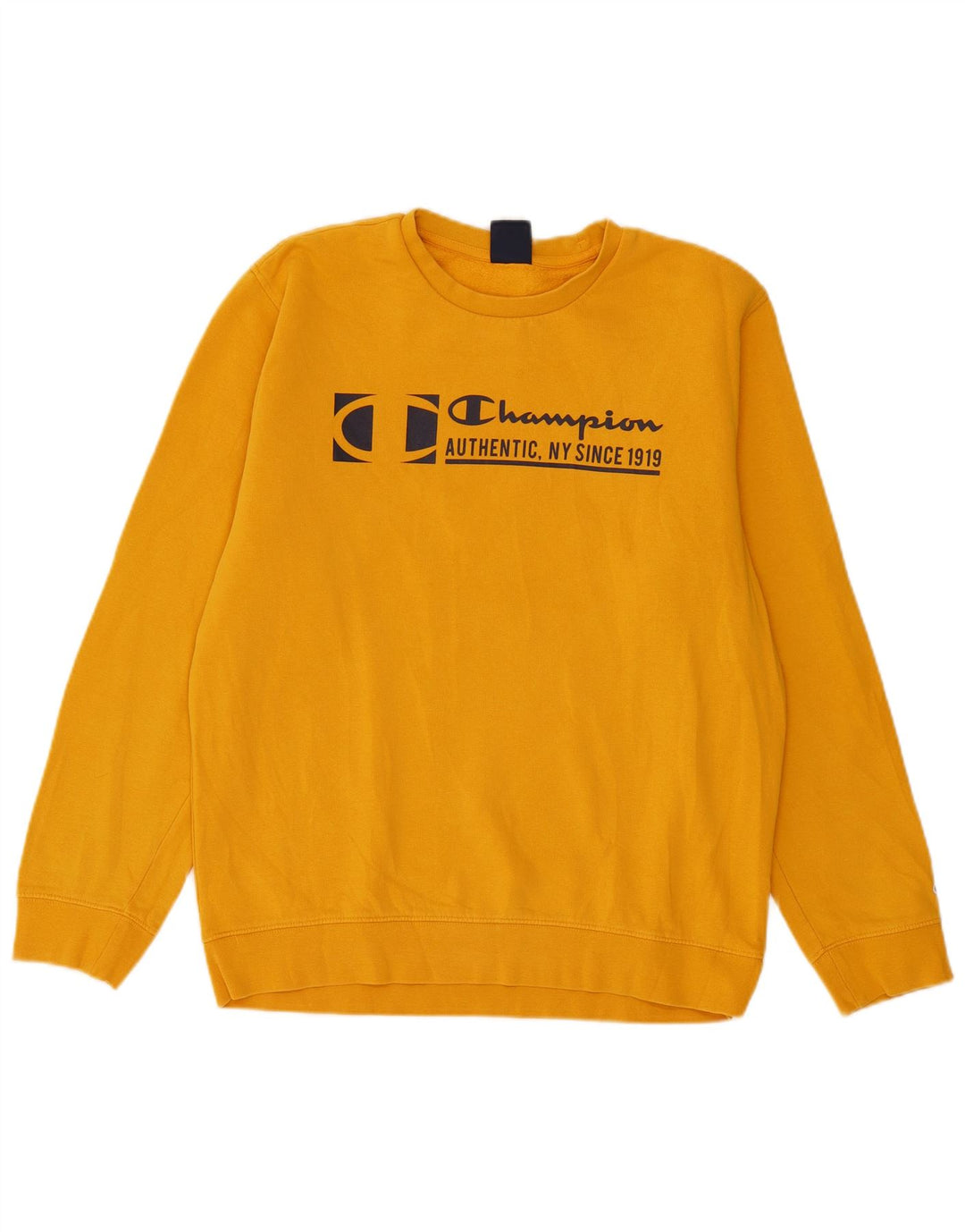 Felpa grafica da uomo Champion, maglione grande, cotone giallo