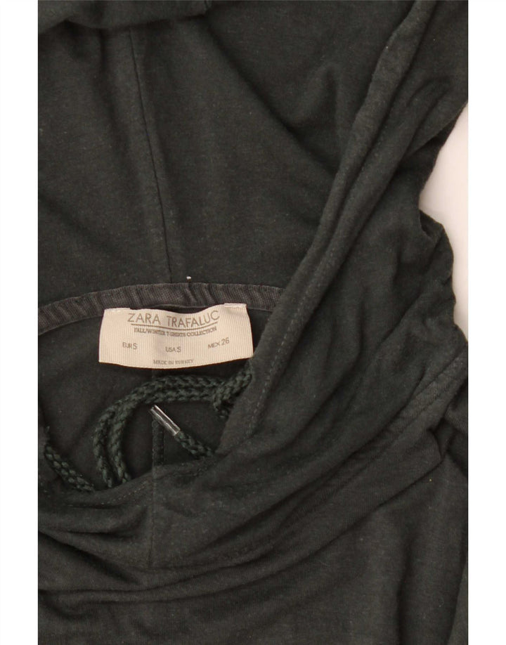 Top oversize con cappuccio da donna Zara a maniche lunghe UK 10 Small Nero