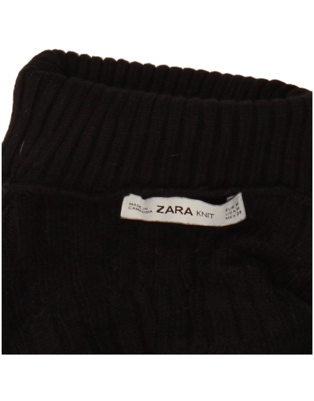Maglione corto a collo alto da donna Zara UK 14 blocco colore nero medio