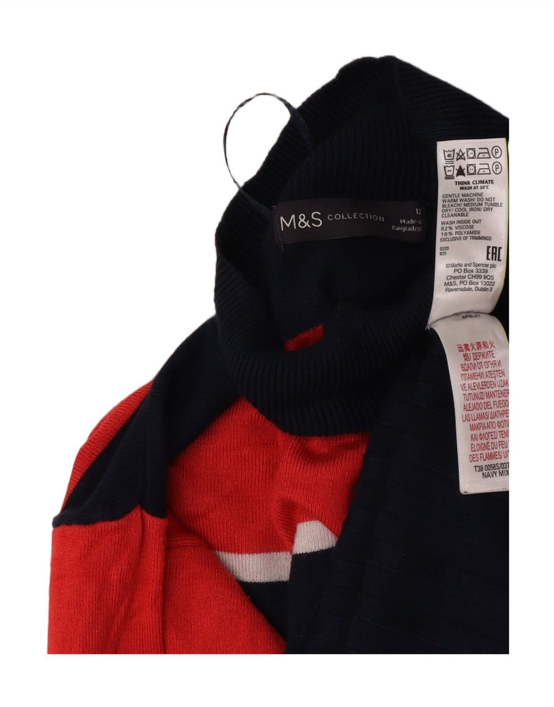 Maglione maglione a collo alto da donna Marks & Spencer UK 12 medio blu navy