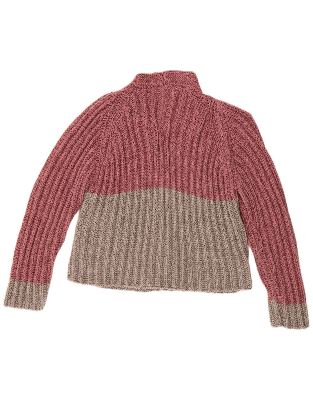 Maglione cardigan da donna VINTAGE UK 16 Large Pink Colourblock