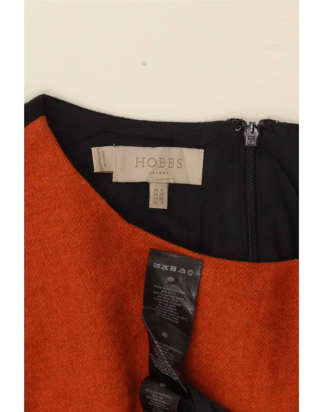 Abito tubino da donna Hobbs UK 12 Lana color block arancione medio
