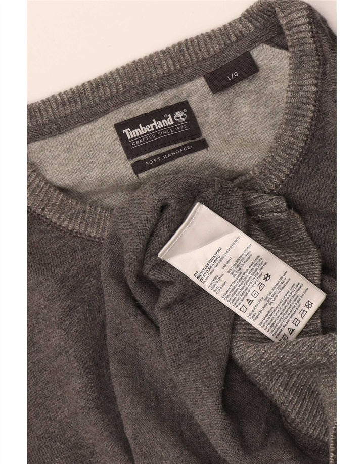 Maglione maglione girocollo da uomo Timberland grande cotone grigio