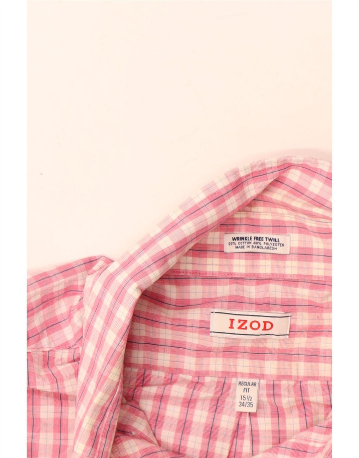 Camicia IZOD da uomo vestibilità regolare taglia 15 1/2 cotone a quadri rosa medio