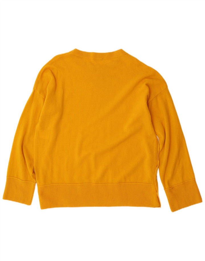 BENETTON Maglione girocollo oversize da donna UK 10 piccolo in lana gialla
