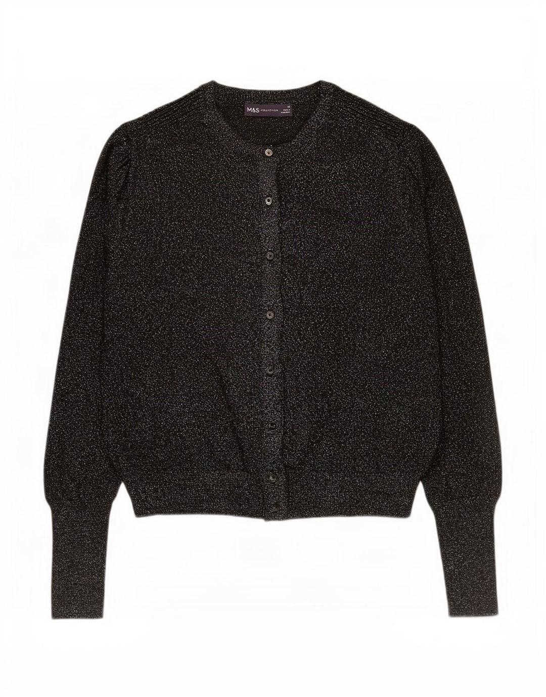 Maglione cardigan da donna Marks & Spencer UK 14 grande viscosa nera