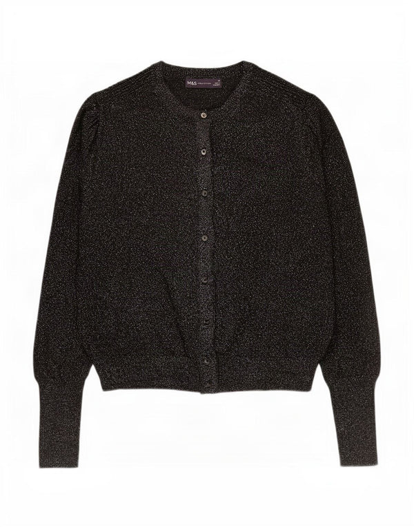 Maglione cardigan da donna Marks & Spencer UK 14 grande viscosa nera
