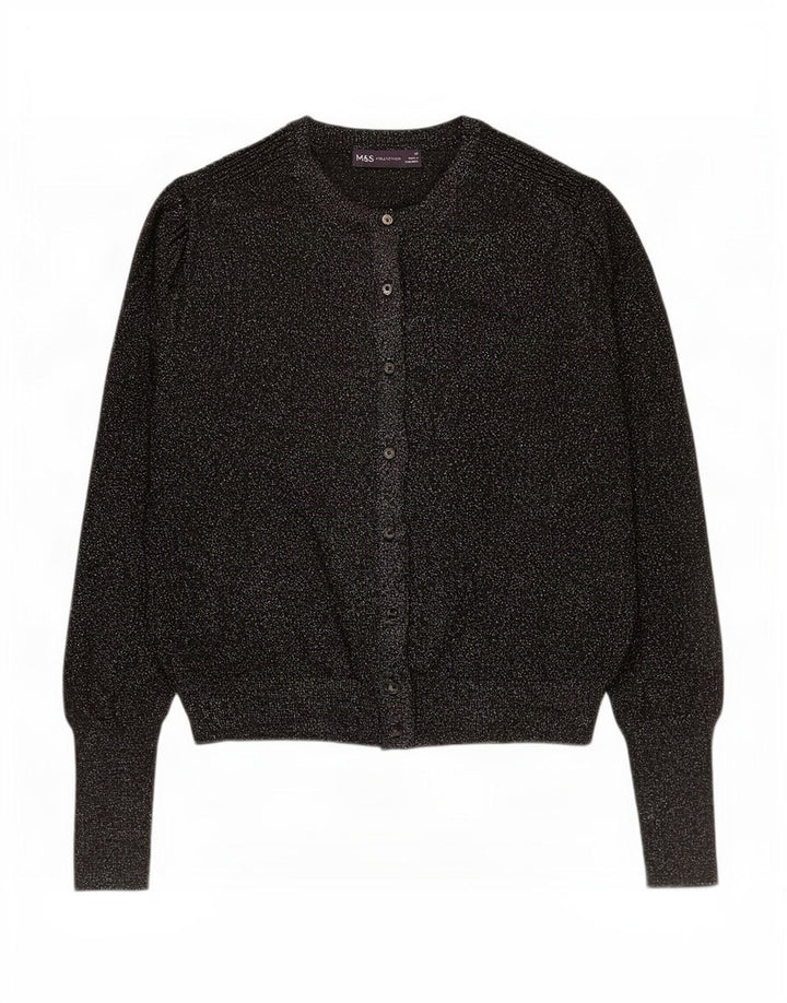 Maglione cardigan da donna Marks & Spencer UK 14 grande viscosa nera