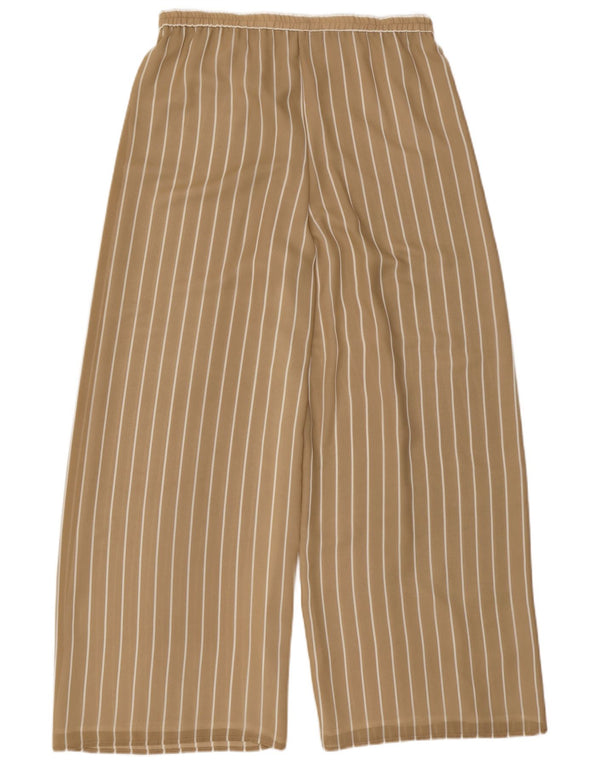 Pantaloni casual a gamba larga da donna VINTAGE W32 L31 Poliestere gessato beige