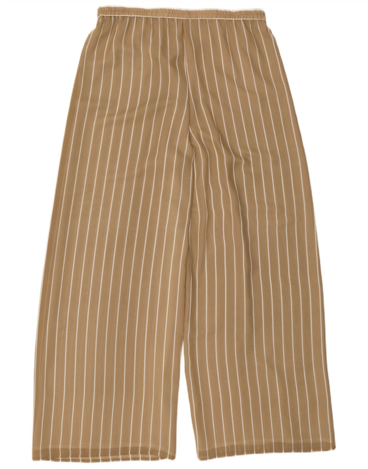Pantaloni casual a gamba larga da donna VINTAGE W32 L31 Poliestere gessato beige
